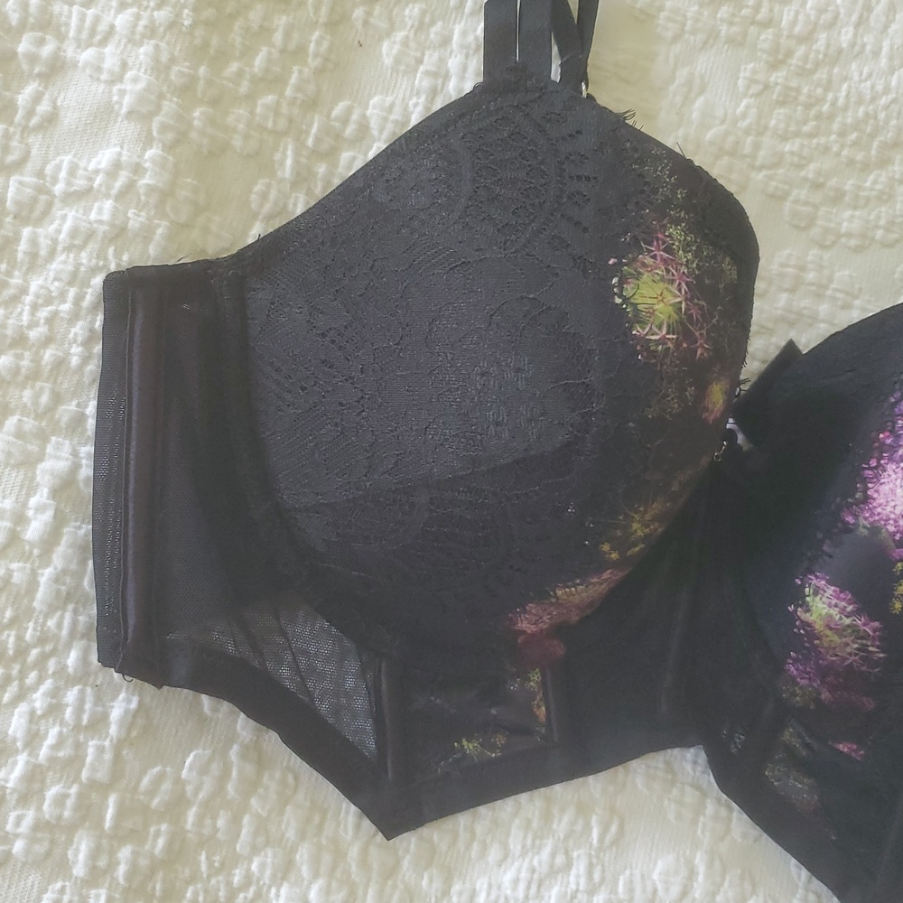 HUNKEMOLLER AMELIE PADDED UNDERWIRED LONGLINE BRA /34DDF,CAVIAR BLACK - Picture 5 of 11